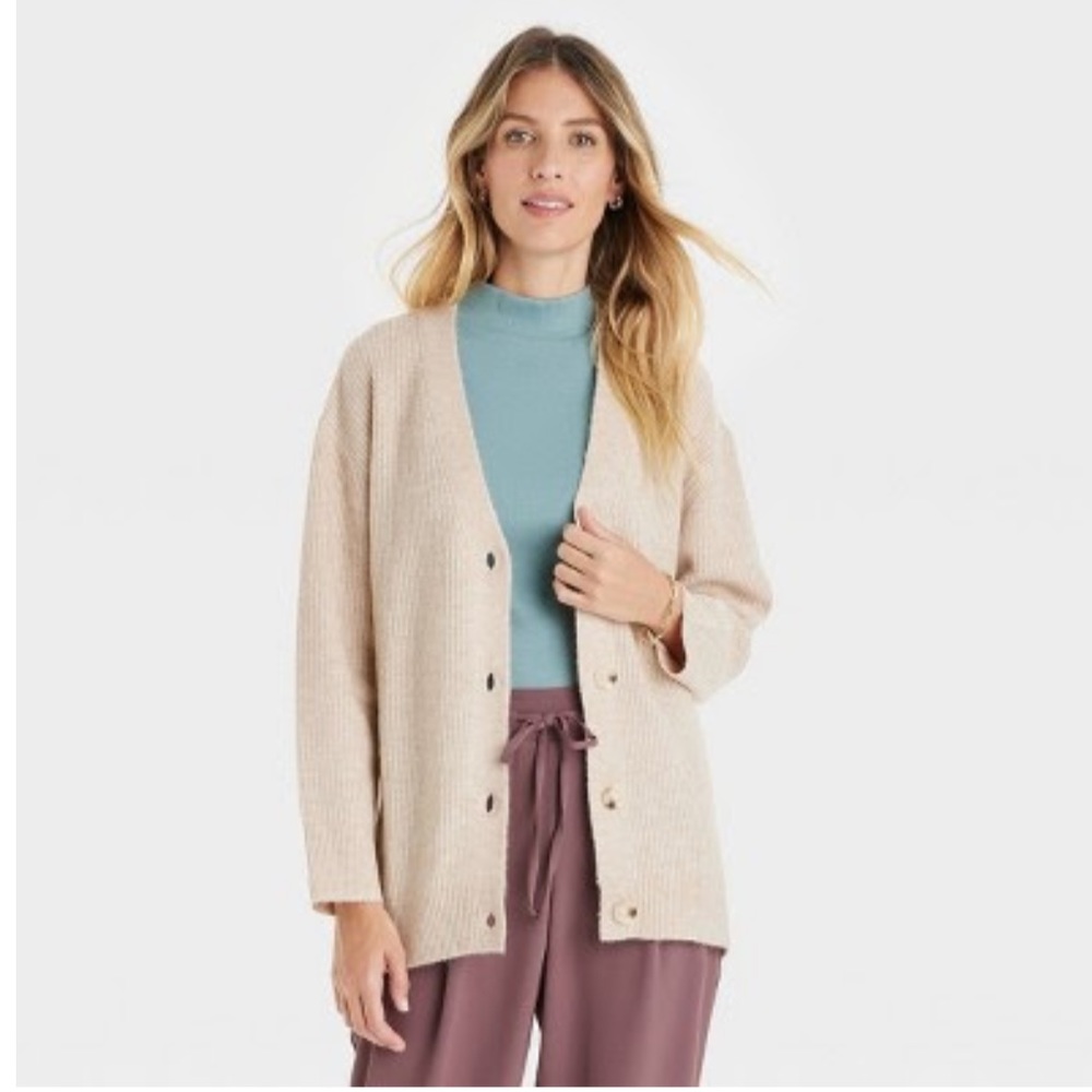 Target A New Day Button Front Cardigan Oatmeal S